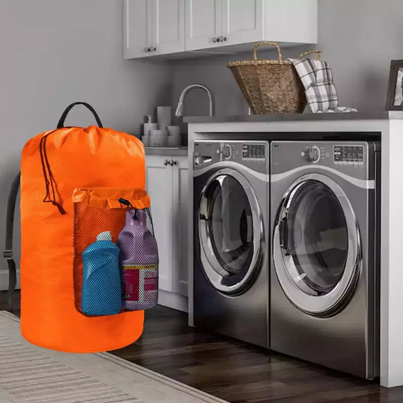 Narwey Laundry Bag with Shoulder Straps and Mesh Pocket Laundry Backpack