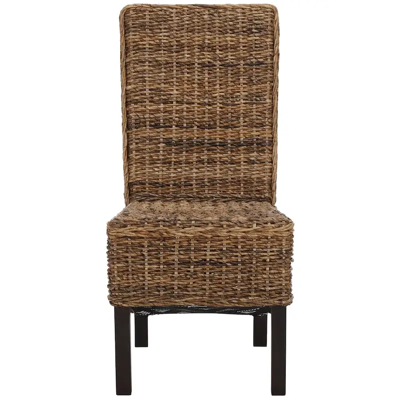 Set of 2 Natural Wicker Dining Chairs 19W x 22D x 41H, Boho Coastal Style