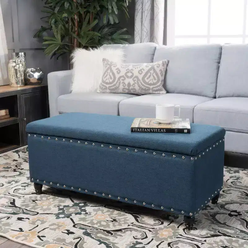 Okak Modern Storage Ottoman with Nail Trims Decorated, Bench with Ample Storage, End Of Bed Bench for Bedroom, Living Room