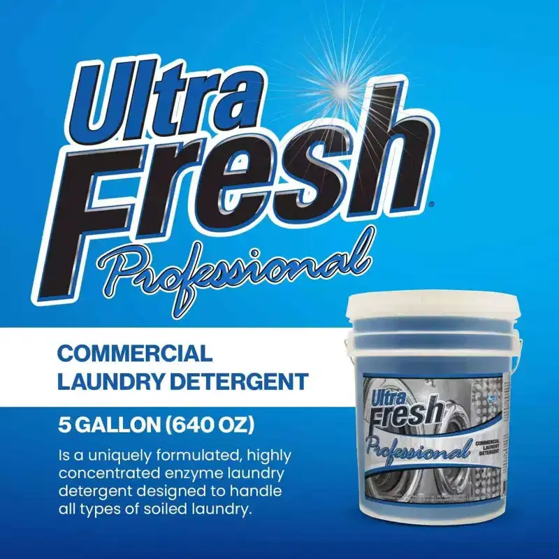 Ultra Fresh Professional Commercial Laundry Detergent, 5 Gallons  Liquid with Easy Dispensing Pump for All Machine Types, up to 640 Loads