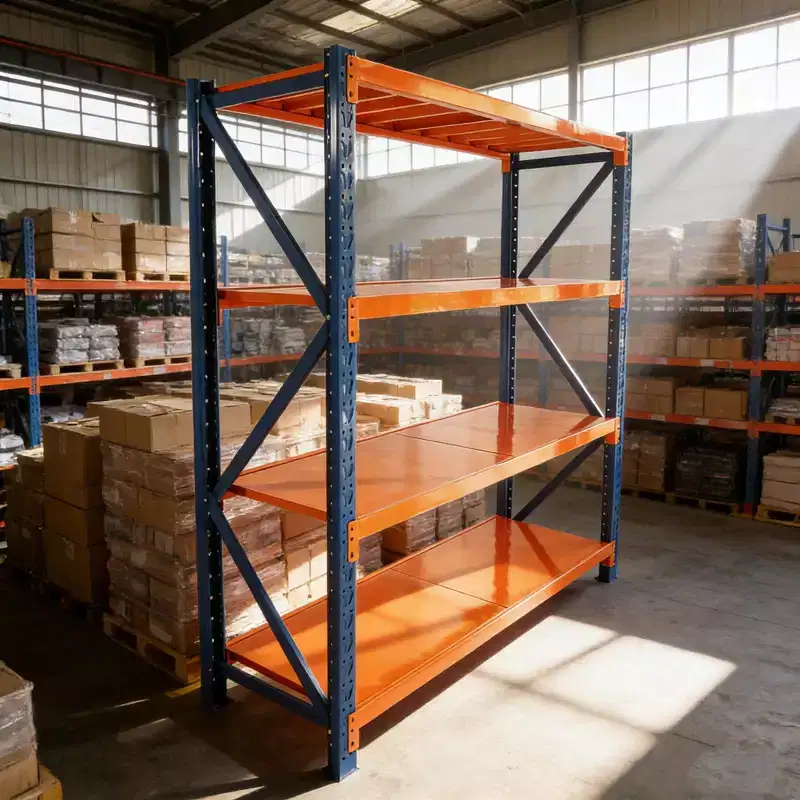VIYET Heavy Duty Garage Shelves, 4-Tier 4400LBS Capacity Adjustable Metal Shelving, Blue&Orange Industrial Storage for Commercial Store/Tools/Gym