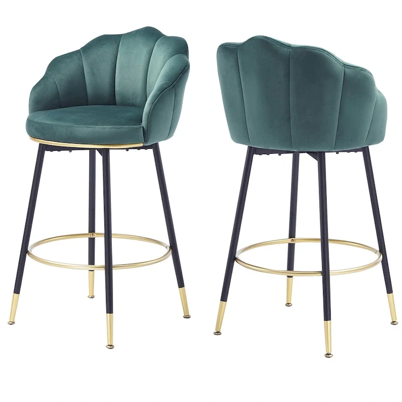 Hausfame Modern Swivel Bar Stools With Backs (Set of 2) - 22.2 in. W X 21.3 in. D X 39.6 in. H