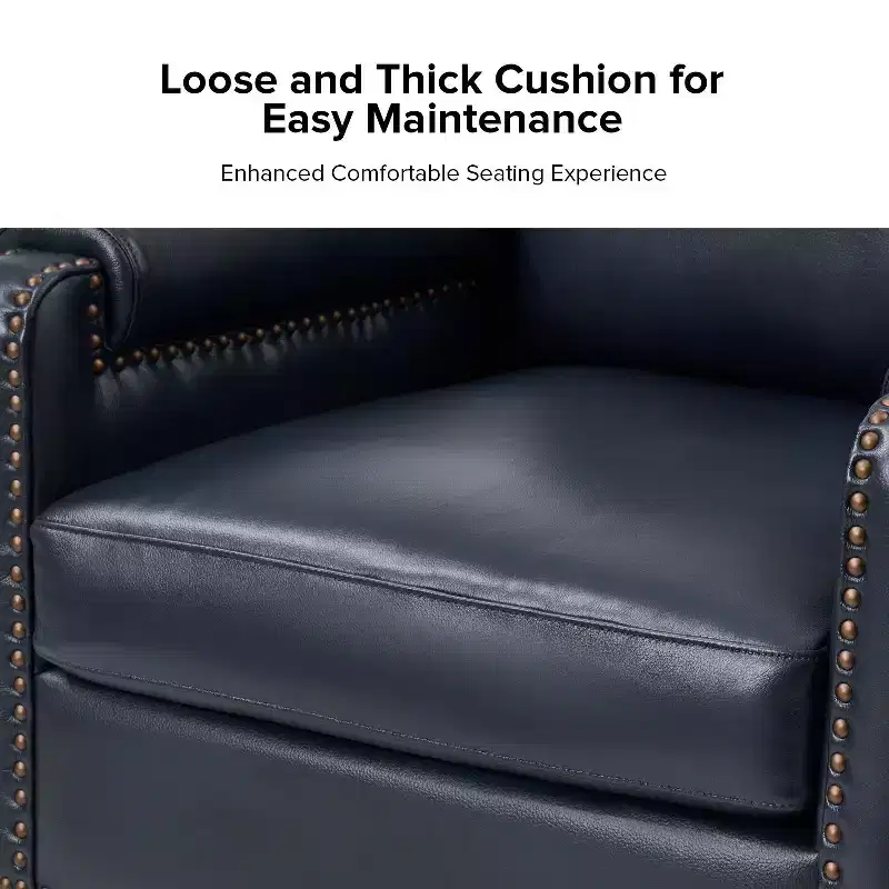 Hellmuth Genuine Leather Armchair with Removable Cushion and Nailhead Trims | HULALA HOME