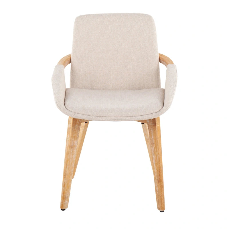 Mid-Century Upholstered Dining Chair with Natural Wood Arms and Legs