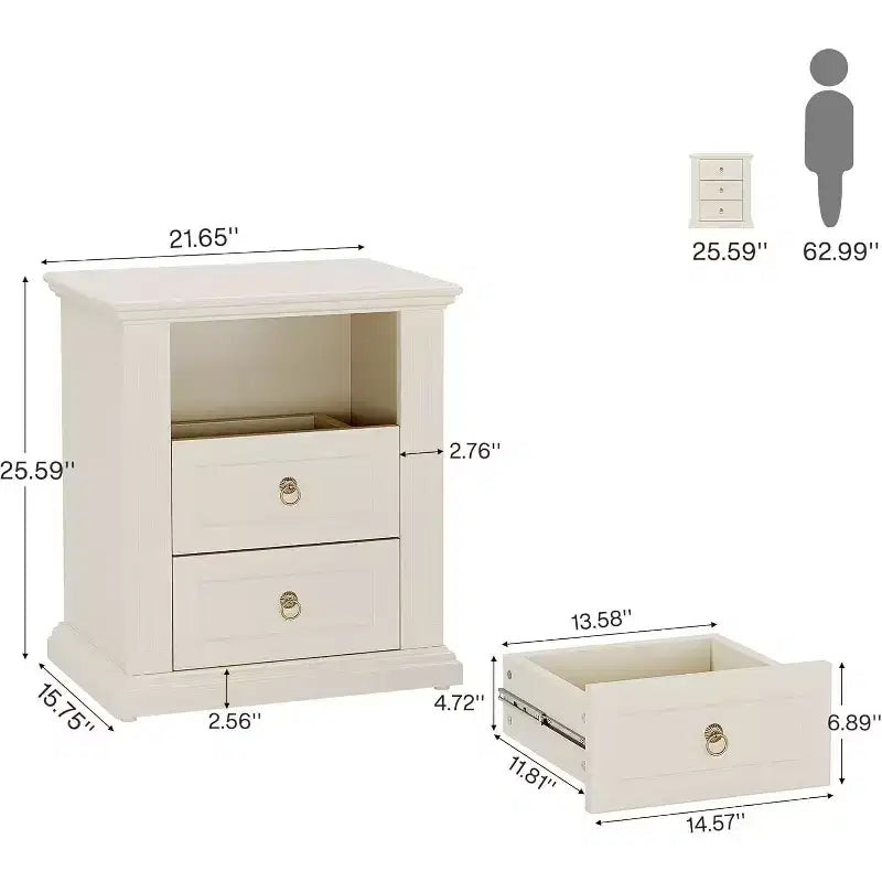 Lantine 3-Drawer Nightstand, Modern Night Stand with Storage Drawers, Wood Bedside Table Side End Table for Bedroom, Beige Visit the Tribesigns Store