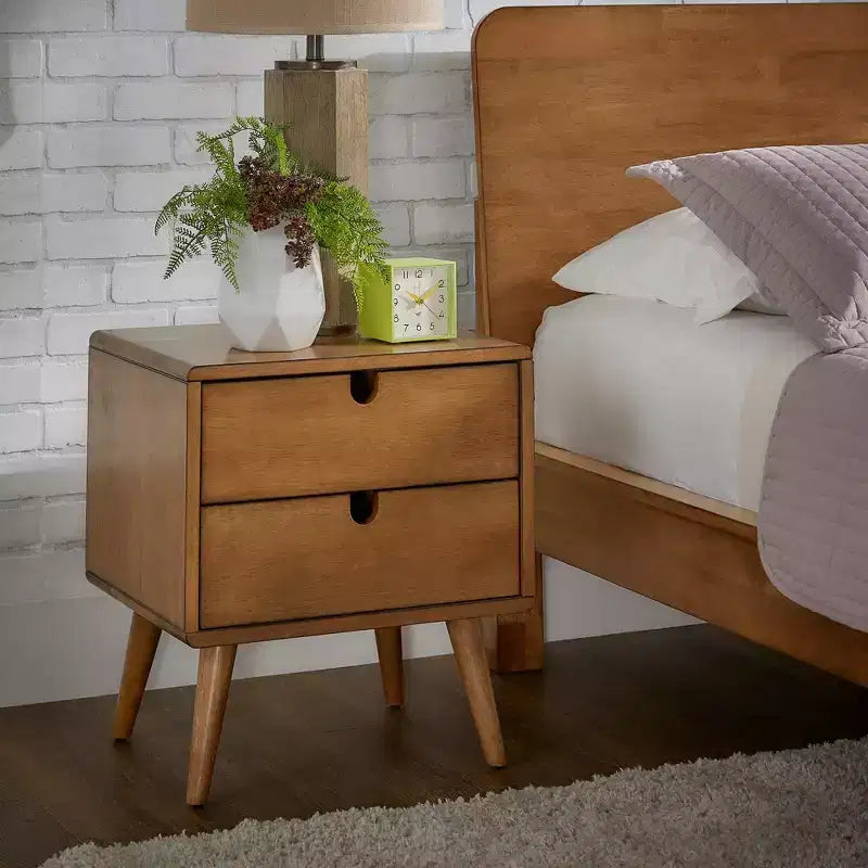 Camryn Oak Finish 2-Drawer Nightstand - Oak - iNSPIRE Q