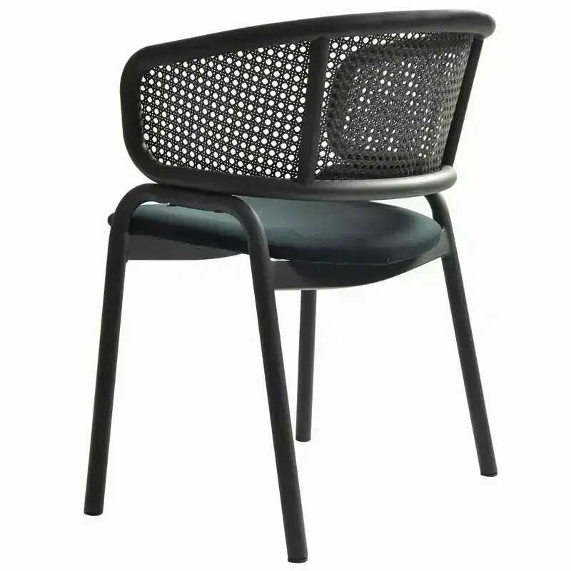 LeisureMod Ervilla Modern Dining Side Chair  Cozy Upholstered Accent Armchair with Black Iron Legs, Kitchen, Dining Room, Cafe, Restaurant Seating