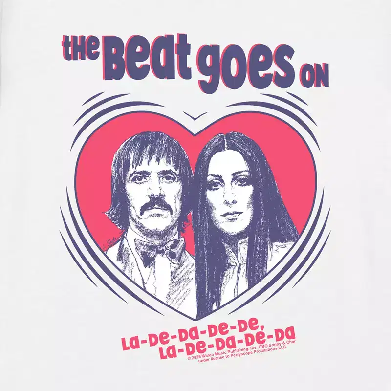 Girl's Sonny And Cher The Beat Goes On Hearts Valentine T-Shirt