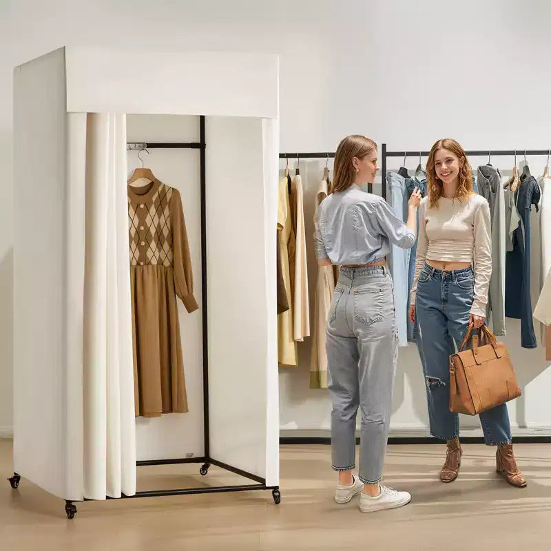 VEVOR Fitting Room, Dressing Room with Thick Polyester Curtains, Privacy Space with Shading Curtain and a Hook, 39 x 39 x 78 in, Gray
