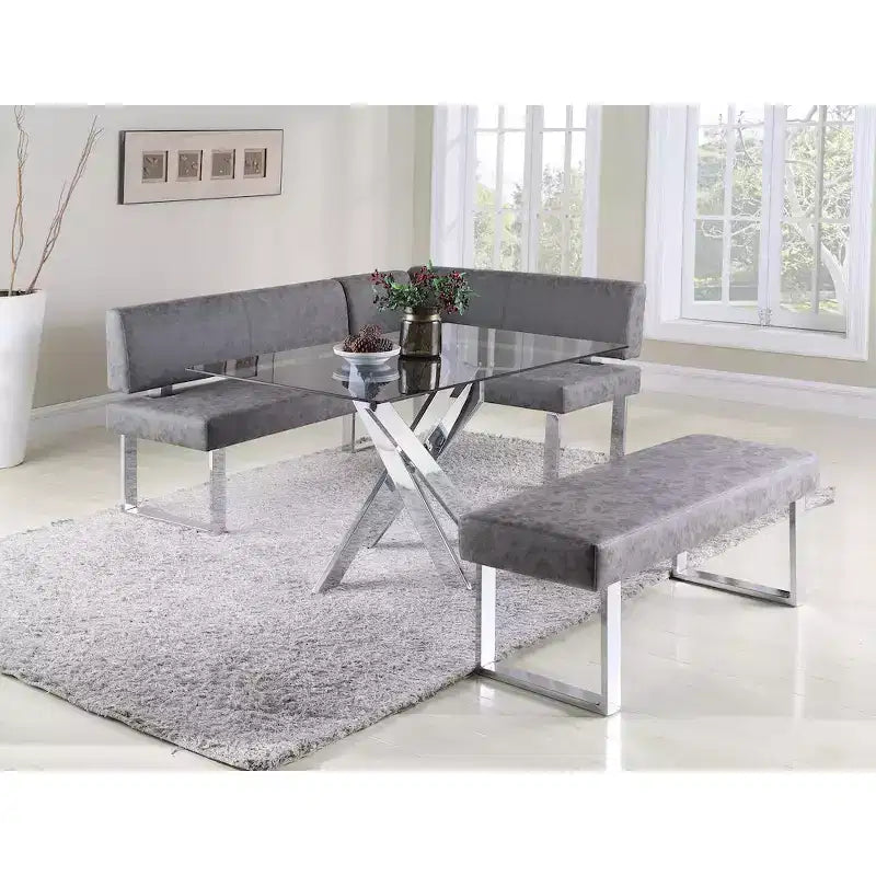Chintaly Imports,Modern Gray Upholstered Bench, Gray
