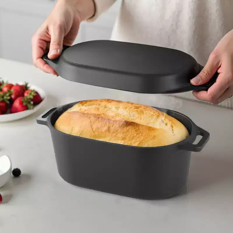 VEVOR Enameled Cast Iron Dutch Oven, 3.5 Quart Pot with Lid and Dual Handles, Oven Induction Compatible up to 500, Black