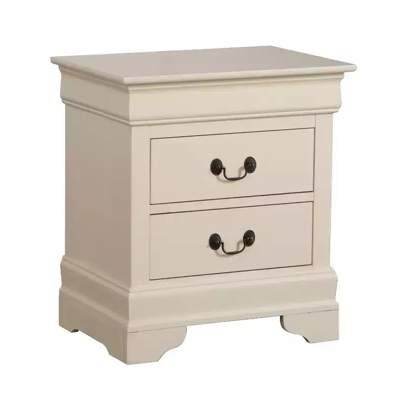 HomeStock 24 in.H x 22 in W Rectangle Beige Finish 2 Drawers Veneer Nighstand For Living Room and Bedroom