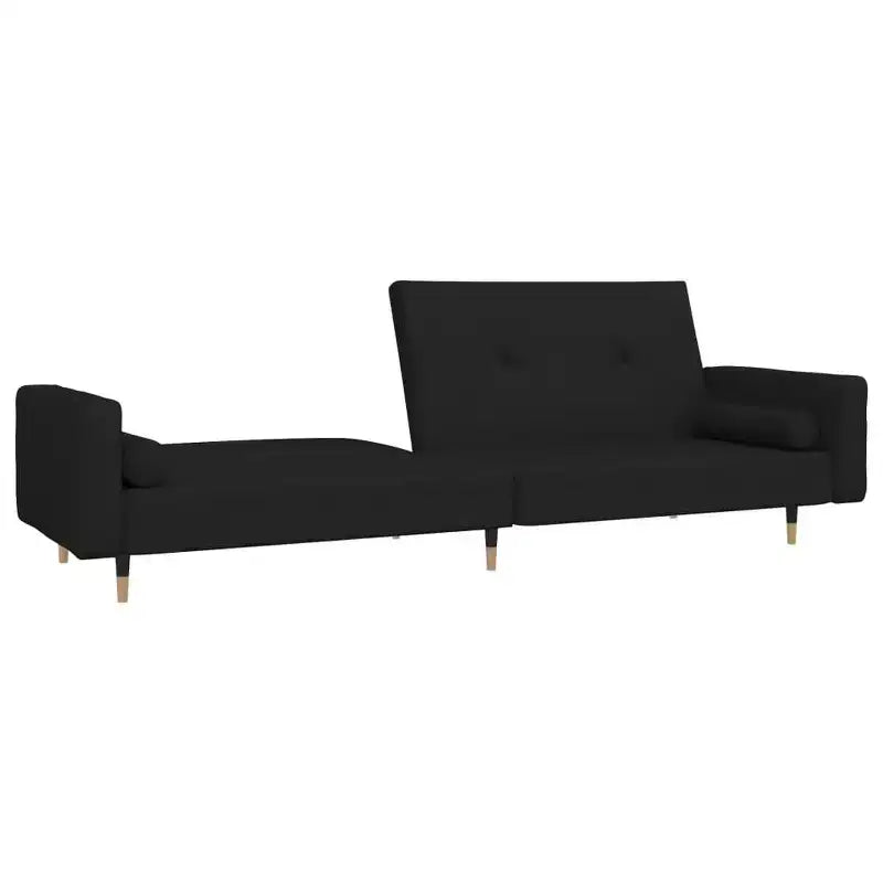 vidaXL 2-Seater Sofa Bed with Two Pillows Black Velvet - Black