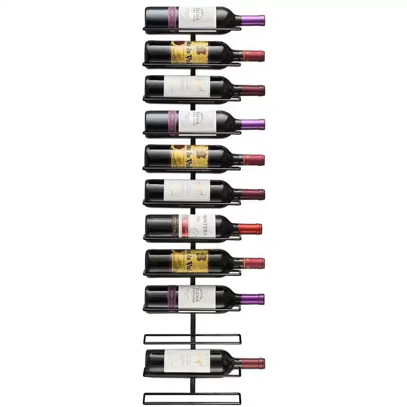 Black Metal Wine Rack Bottle Holder for Home Bar and Kitchen, Holds 12 Bottles