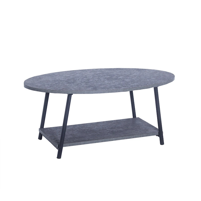 Round Coffee Table with Lower Storage Shelf - Modern Living Room Center Table