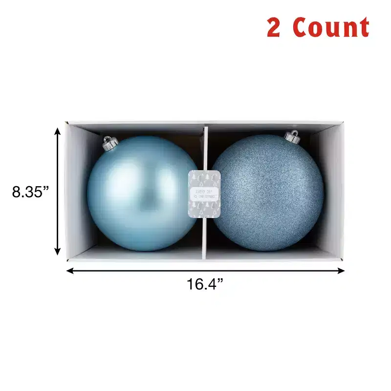 Every Day is Christmas 2ct 20cm/7.9 Large Oversize Christmas Ornament Balls, Shatterproof Christmas Tree Ornaments Set, Indoor or Outdoor Decoration