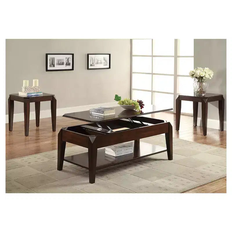 Acme Furniture Docila End Table Walnut: Square Hardwood Frame, Veneer Finish, Living Room Furniture