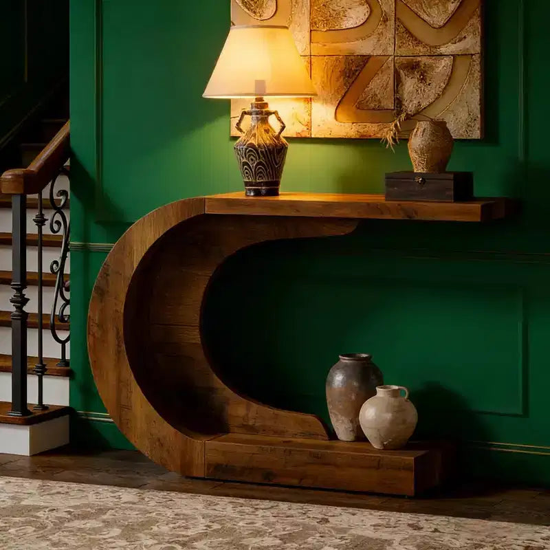 Console Table, C-Shaped Modern Accent Table Hallway Table