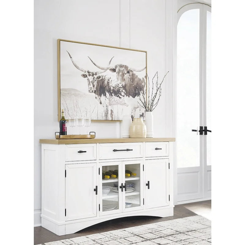 White/Natural Dining Server - 60 W x 19 D x 37 H