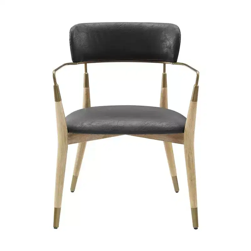 HOMLUX Set of 2 Upholstered Accent Dining Chairs Arm Rest Curved Backrest