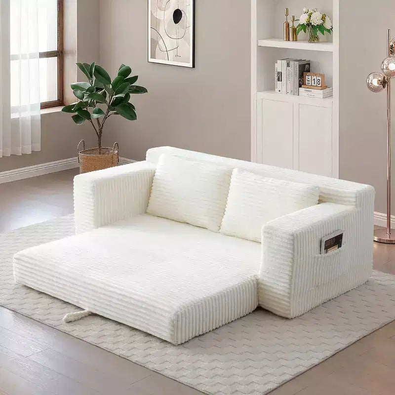 Okak Modern Boneless 2-in-1 Convertible Loveseat Sofa with Memory Foam,Corduroy Futon Couch Sofabed for Living Room, Apartment