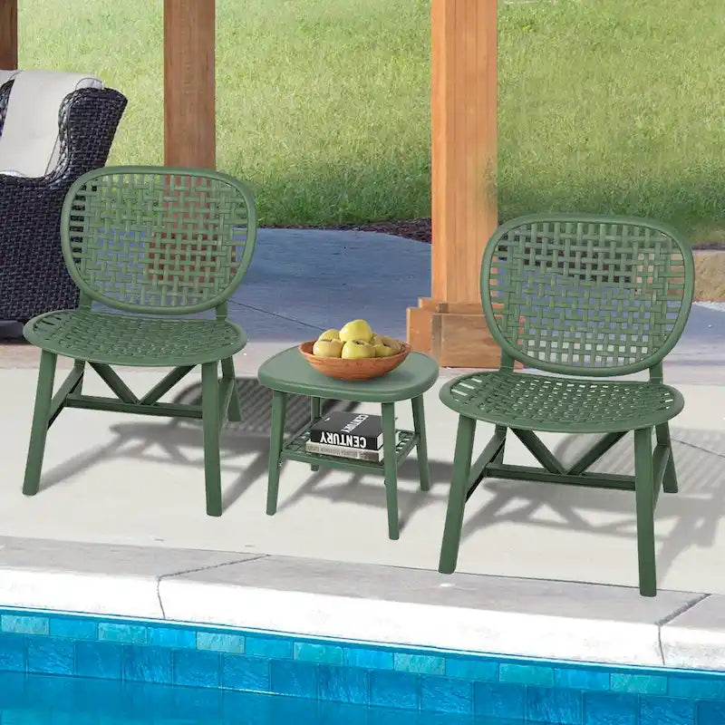 3 Pieces Patio Table Chair Set All Weather Conversation Set Outdoor Table - Size: Chair:22.05*23.23*31.3in
