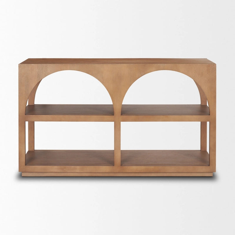 Bela Medium Brown Solid Wood Arched Console Table (54)