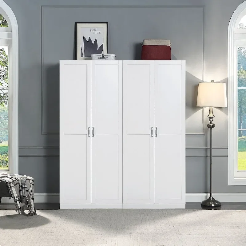 Manhattan Comfort Hopkins Modern 7 Shelf Freestanding Storage Closet Set of 2