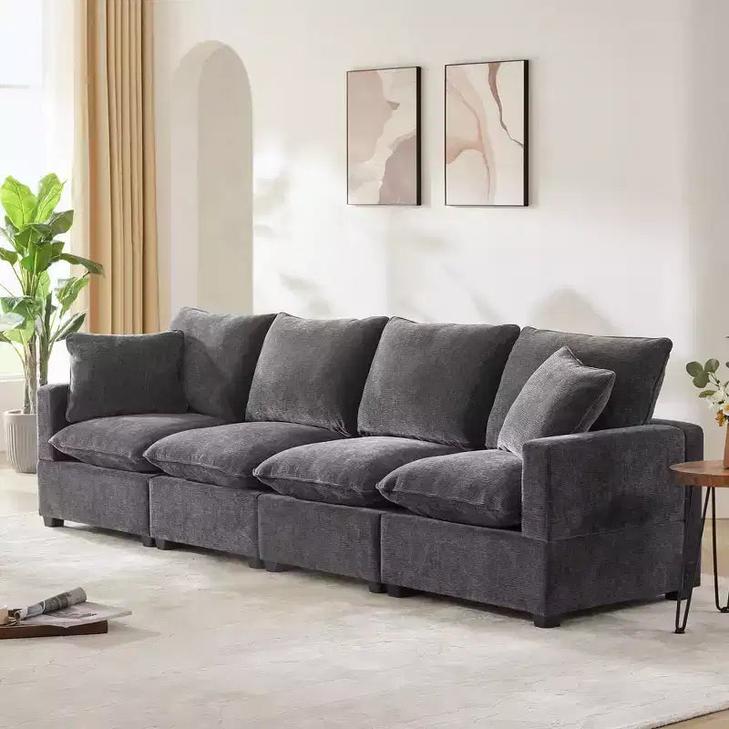 Okak Modern U-Shaped Sectional Sofa Couch with 2 Pillows 6 Seat Chenille Modular Sofa Freely Combinable for Living Room,Apartment,Office