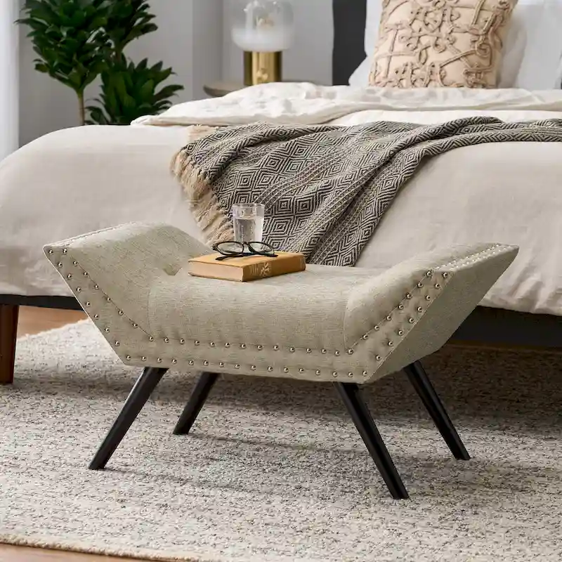 Christopher Knight Home Rosalynn Tufted Fabric Ottoman Bench  Stylish and Multi-Functional