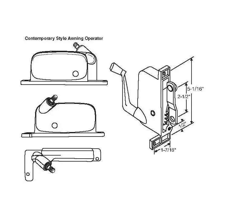 Brixwell 41-455PB-D Awning Operator Bronze Contemporary Offset Link Arm 5-1/16 inch Height 2-1/2 inch Inner 1-7/16 inch Base