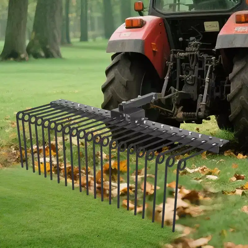 3-Point Tractor Landscape Rake, Pine Straw & Yard Waste Cleaner, Cat 0/1 Hitch Compatible, Powder Coated Steel Blades