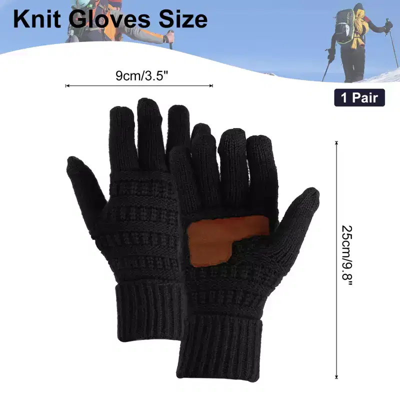 Unique Bargains Touchscreen Winter Anti-Slip Common Size Warm Hiking Gloves 9.8 x 3.5 1 Pair