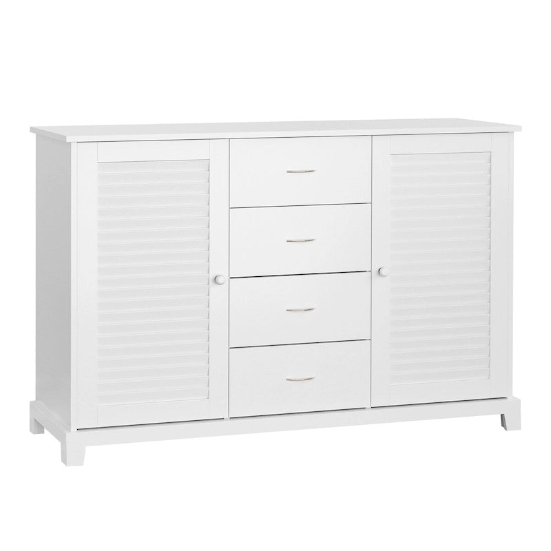 Sideboard Buffet Cabinet with 4 Drawers and 2 Louvered Doors