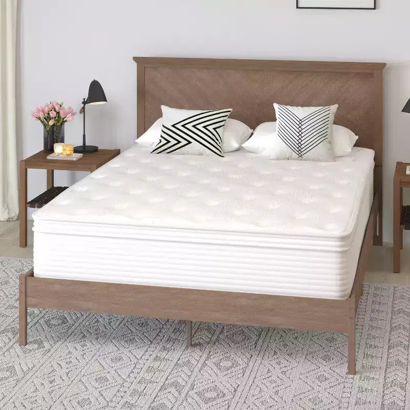 Merrick Lane 14 Premium Comfort Euro Top Hybrid Pocket Spring and Memory Foam Mattress in a Box with Reinforced Edge Support