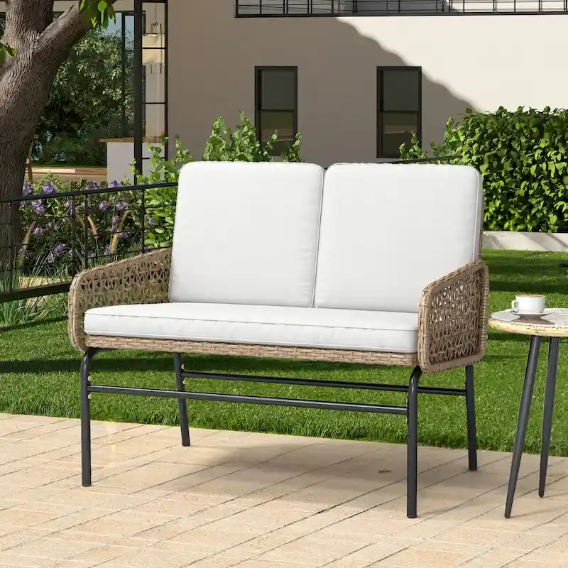 Moasis Patio Wicker Loverseat - 39.4L x23.6W x 33.1H