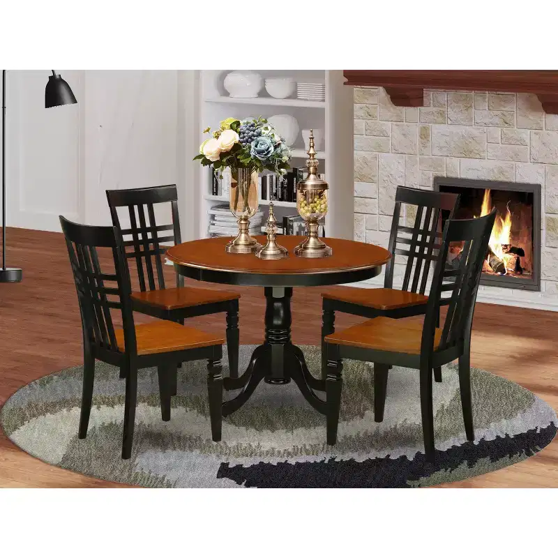 Medieval Dinette Set - Round Table & 4 Chairs - Kitchen Dining Room Furniture
