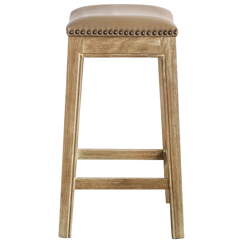Bonded Leather Counter Stool with Contoured Wood Seat