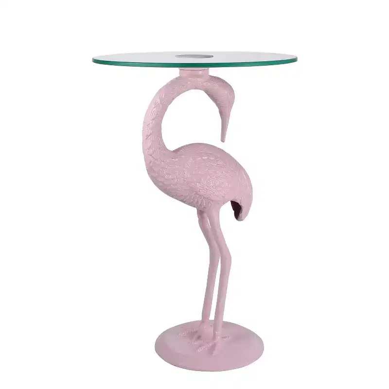 JONATHAN Y Blanche 25 Classic Mid-Century Glass Top Flamingo End Table