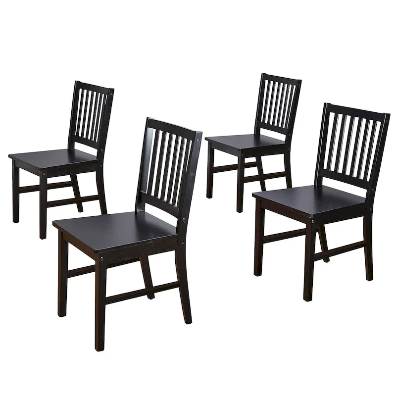 Set of 4 Solid Wood Slat-Back Dining Chairs, Sturdy Frame, Classic Design, Easy Assembly