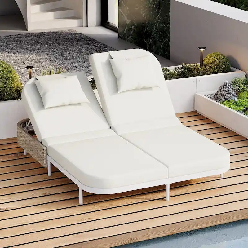 All-Weather Rattan Daybed, 5-Adjustable Backrest, Removable Cushions