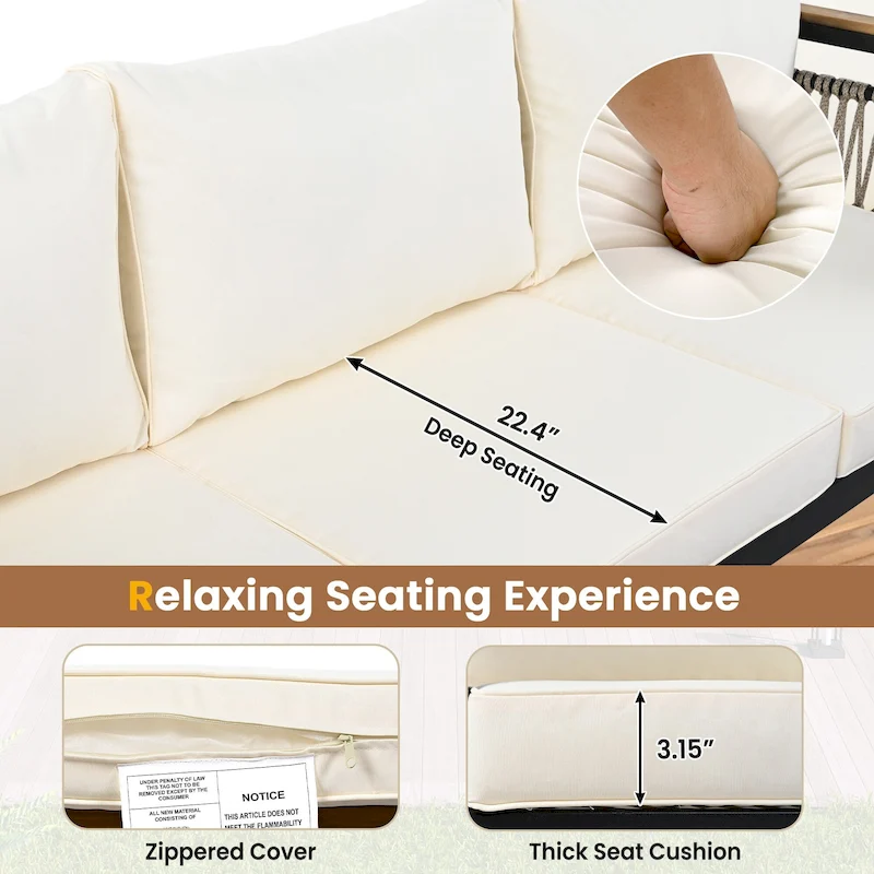 4 Pieces Outdoor Sectional Sofa Set
