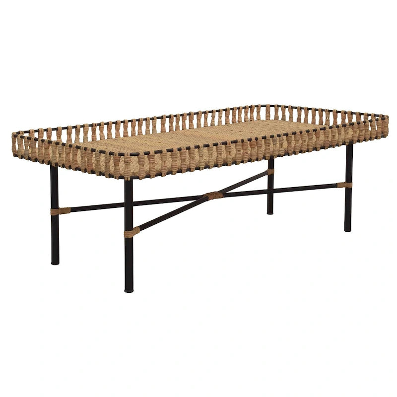 Handmade Natural Rattan And Iron Coffee Table by