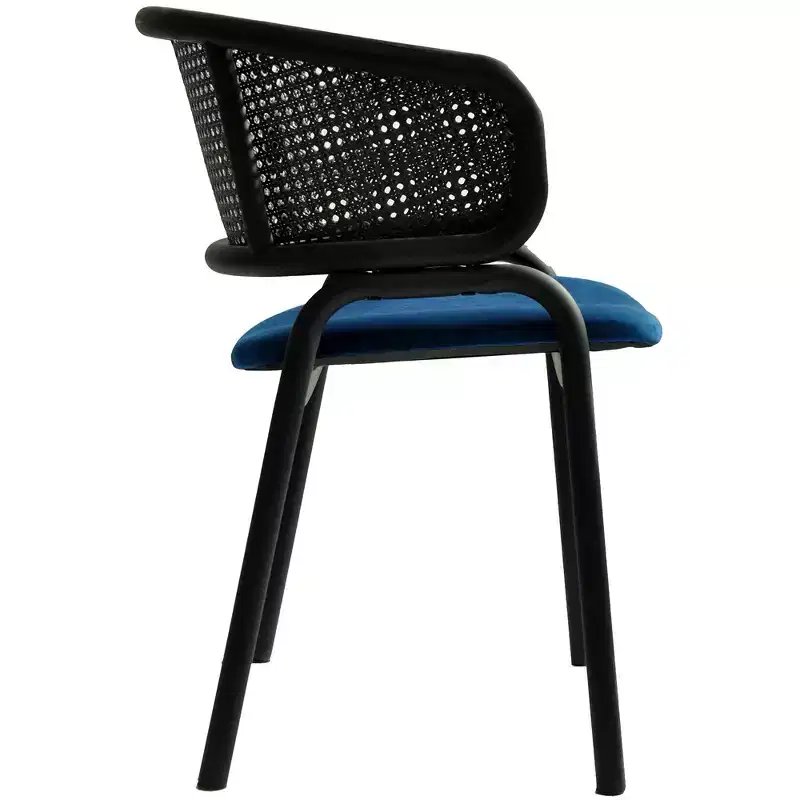 LeisureMod Ervilla Modern Dining Side Chair  Cozy Upholstered Accent Armchair with Black Iron Legs, Kitchen, Dining Room, Cafe, Restaurant Seating