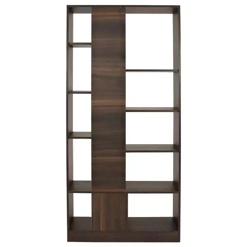 Sunnydaze Indoor Rosalee 9-Tier Open Bookshelf with Staggered Shelves - Coffee Brown