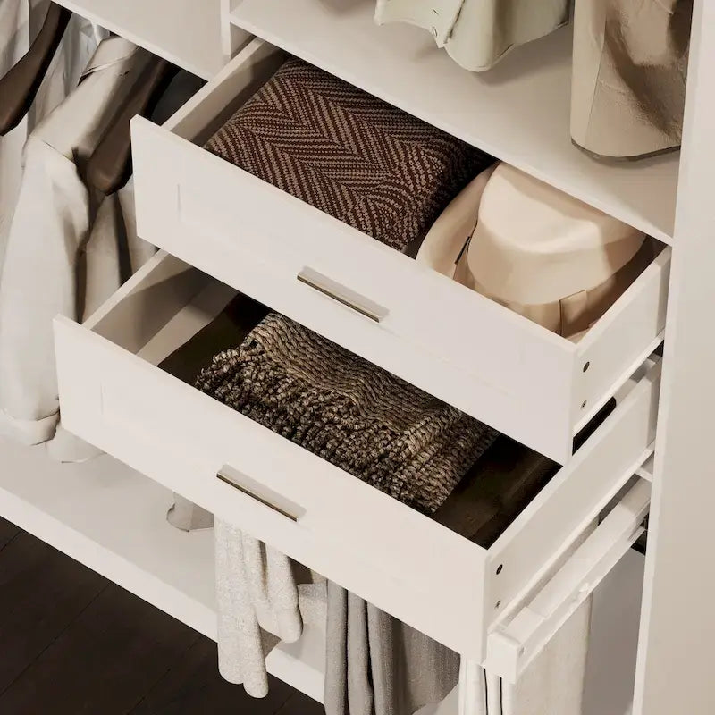 Corner Wardrobe Closet with 2 Hanging Rods, Pants Rack, and Shoe Storage Organizer Armoires
