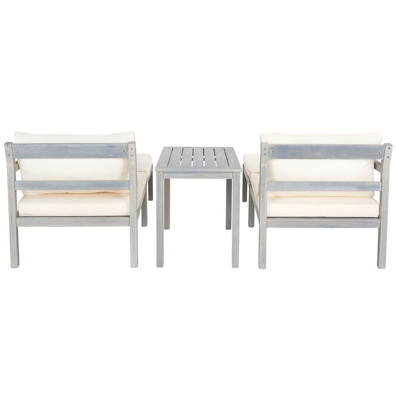 SAFAVIEH Outdoor Living Pratia 5Pc Outdoor Set - Ash Grey/Beige - 29W x 27D x 27H
