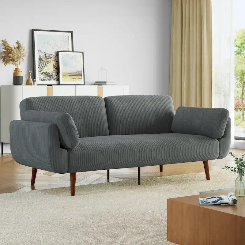 Convertible Corduroy Loveseat Sleeper with Adjustable Split Back | 5 Colors