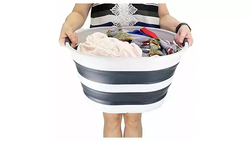 SAMMART 23L (6 Gallons) Set of 2 Collapsible Plastic Oval Laundry Basket/ Wash Tub