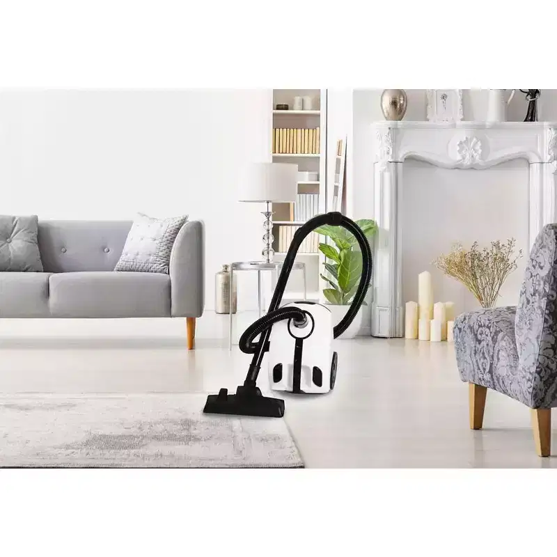 Impecca Bagged Canister Vacuum Cleaner - White, with 6 Tools and 9-Paper Bags Included